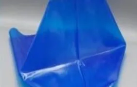 Kreuzbodenbeutel aus LDPE - blau transparent
